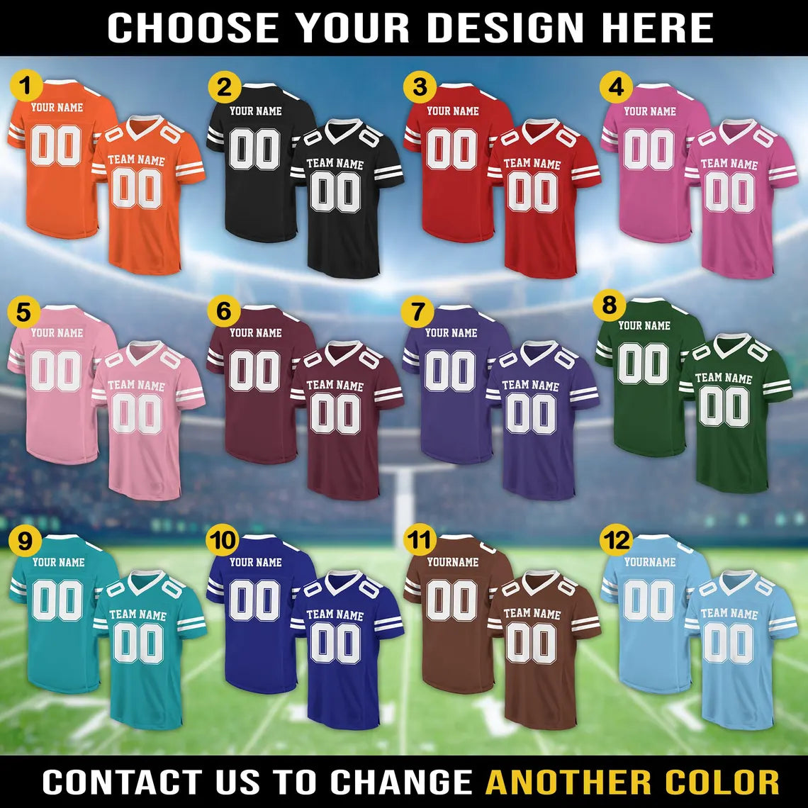 Personalized Team Name & Number Football Jersey For Adult Kid, Custom Team Sport Shirt Jerseys For Fans, Mesh Football V-neck jersey