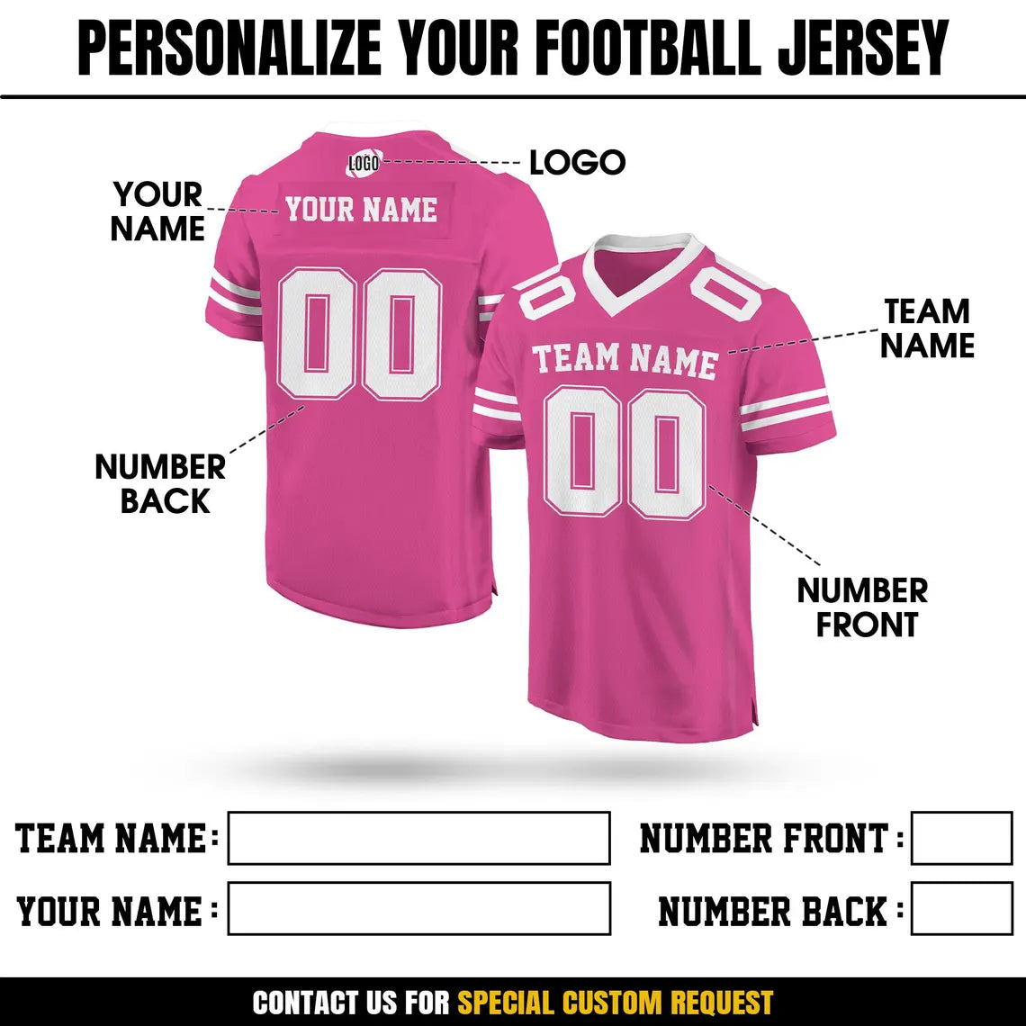 Personalized Team Name & Number Football Jersey For Adult Kid, Custom Team Sport Shirt Jerseys For Fans, Mesh Football V-neck jersey