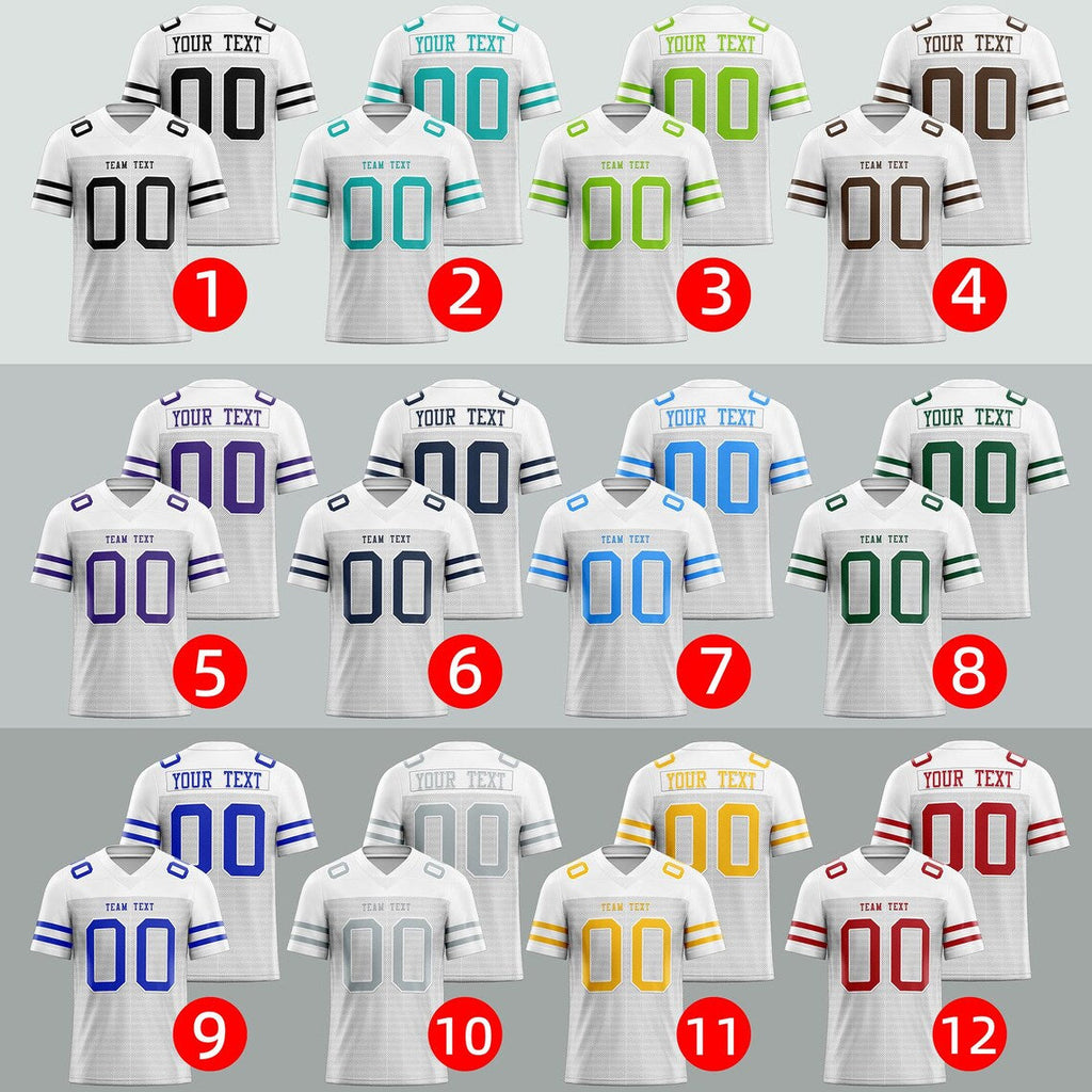 Custom White Football American Rugby Jersey Personalized Stitched Name Number Team Player Sports Uniform High School Game Day Gear for Fans