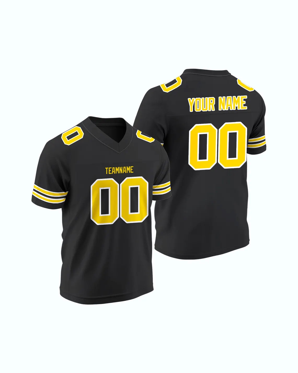 Custom Black Football American Rugby Jersey Personalized Stitched Team Name Player Number Durable Game Day Sports Uniform for Fans and Teams